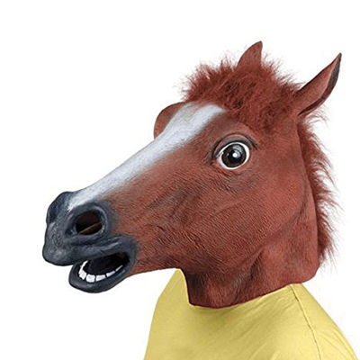 Realistic Horse Head Masks Full Head Fur Mane Latex Creepy Animal Mask For Halloween Party Costume Props