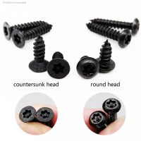 ●♟◑ 20pcs M3 M4 Black Steel Pin Six Lobe Torx Flat Countersunk Round Pan Button Head Tamper Proof Security Self Tapping Wood Screw