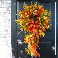 【CC】 15Types Wreath Artificial Eucalyptus Pumpkin for Front Door Thanksgiving Porch