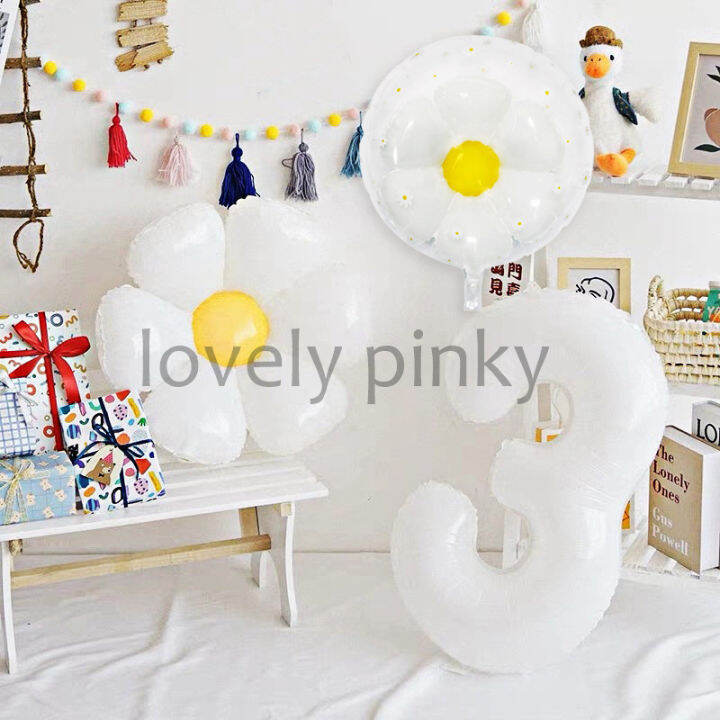 พร้อมส่ง-กโป่งดอกเดซี่-ลูกโป่งฟอยด์-daisy-flower-ballon-สีขาว-สไตล์เกาหลี-ลูกโป่งดอกไม-ins-style