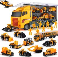 11 In 1ของเล่นก่อสร้างรถบรรทุก Die-Cast Vehicle Transporter รถชุด Excavator Dump Truck Digger Backhoe สำหรับเด็กของขวัญ