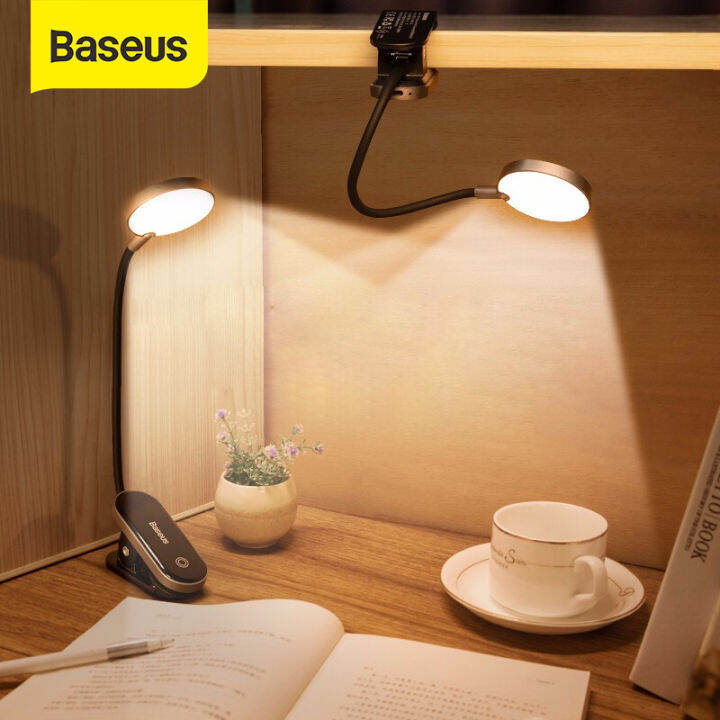 Baseus LED Clip Table Lamp Stepless Dimmable Wireless Desk Lamp Touch