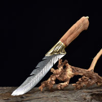 Hunting Knife With Holster 7Cr17MoV Handmade Forged Steel Kitchen Knife Sharp Utility Boning Steak Beautiful Knife With Patterns?พร้อมส่ง?ส่งจากร้าน Malcolm Store กรุงเทพฯ