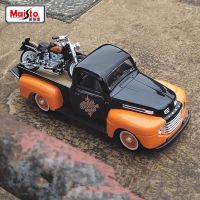 Maisto 1:24 Harley Version 1948 Ford F1 Pickup Motorcycle Alloy Car Model Diecasts Metal Off-road Vehicles Car Model Kids Gift