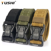 TUSHI เข็มขัดฝึกซ้อมโลหะแบบยุทธวิธี,เข็มขัดไนลอนสำหรับใส่ทำกิจกรรมนอกบ้านเข้าได้กับทุกชุดเข็มขัดผู้ชายแบบปลดออกได้อย่างรวดเร็ว BLL5005