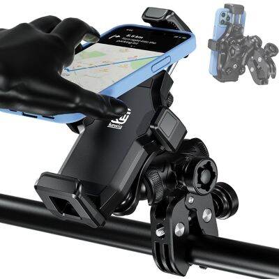 Anti-Vibration Motorcycle Phone Mount 1" Ball Handlebar Phone Holder Anti-Theft for 4.7"-7.2" Cellphone with max. Thickness 20mm