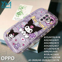 YiaMia เคสโทรศัพท์แฟชั่นน่ารัก Kuromi สำหรับ OPPO A5 2020 A9 2020 A54 A15 A15S A1K A32 A74 A16 A53 A31 A72 A92 A3S A57 A5S A55 A94 A52เคสโทรศัพท์ OPPO A12E A77 A78 A17เคสโทรศัพท์รูปการ์ตูนความแม่นยำ A17K ฝาหลัง TPU แบบนิ่มคลุมทั้งหมดรูกล้อง