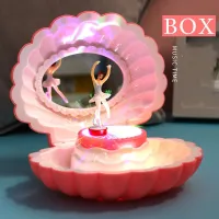 Lovely girl pink creative shell Music Box Music Box Music Box Dancing Girl Light Children 39;s mirror jewelry box music decoration