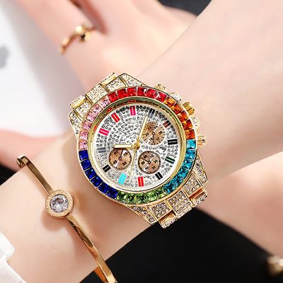 （A Decent035）ผู้หญิง WristFor หญิงนาฬิกา Relógio Feminino 2021สร้อยข้อมือสุภาพสตรีนาฬิกาข้อมือนาฬิกา Goldcolorful