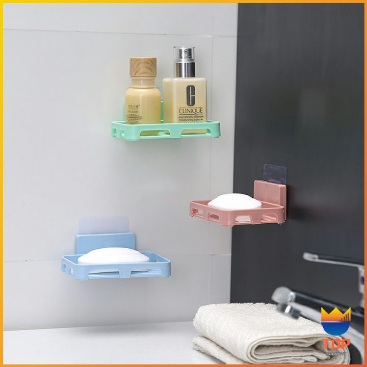 top-ที่วางฟองน้ำล้างจาน-ที่วางสบู่พลาสติก-ไม่ต้องเจาะผนัง-wall-mounted-soap-dish