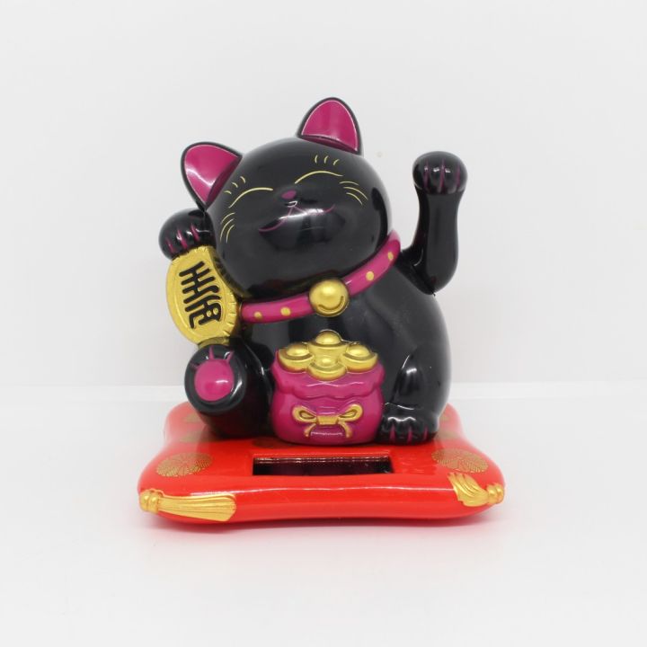 สินค้าใหม่-lucky-cat-แมวกวักโซล่าเซล-แมวกวักสีดำ-แมวกวักนำโชค-แมวกวัก-แบบตั้งโต๊ะ-ขนาด-2-5นิ้ว-สีดำ