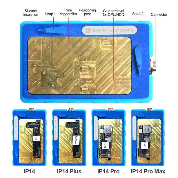 sunshine-ss-t12a-n14ระบบให้ความร้อนซ่อมเมนบอร์ด4-in-1สำหรับ-ip14-14-pro-14-pro-max-14-plus-layering-เมนบอร์ด