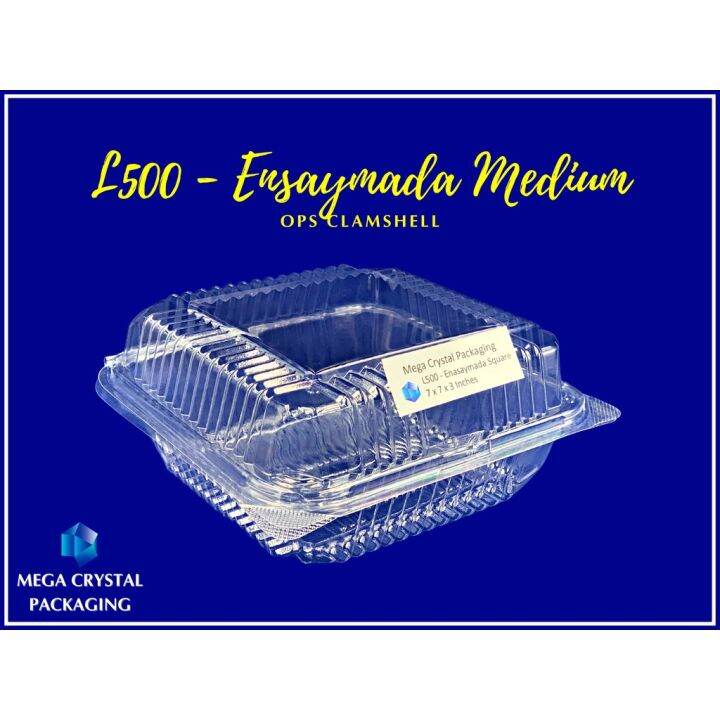 [ 50 Pcs. ] Clamshell Container OPS L500 Ensaymada Square 7 Inches