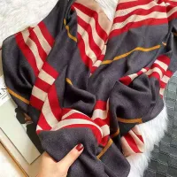 Luxury Women 2021 Brand Designer Cotton Hijab Scarves Spring Fashion Stripe Foulard Bandana Long Large Shawls Wraps Pashmina