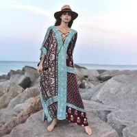 --D0512 Hot style in Europe and the printed robes beach blouse sexy sexy deep V easy holiday bikini smock