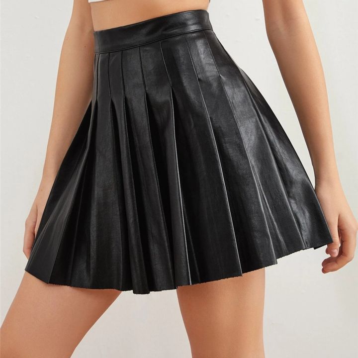 cw-womens-pu-leather-skirts-waist-flared-pleated-a-line-skirt-bottoms-clubwear