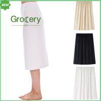 GROCERY LIFE ครึ่งสลิป ชุดเดรส อุปกรณ์ทำความเย็น Underskirts สะดวกสบายสบายๆ กระโปรงผ้าซาตินชุดชั้นใน สำหรับผู้หญิง