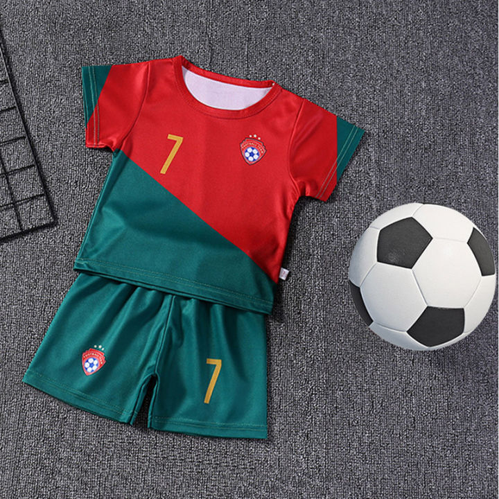 baolongxin-ชุดชุดเสื้อผ้าเล่นฟุตบอลสำหรับเด็ก-เสื้อผ้าการแสดงประกวดกีฬาฟุตบอลโลกอาร์เจนตินาชุดทีมโปรตุเกส
