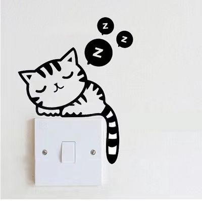 o-urhome-พร้อมส่ง-สติกเกอร์ติดผนัง-wall-sticker-ห้องนั่งเล่น-ห้องนอน-ร้านคาเฟ่-ห้องเด็ก-สติ๊กเกอร์ตกแต่ง-สติกเกอร์ติดผนังลูกแมว