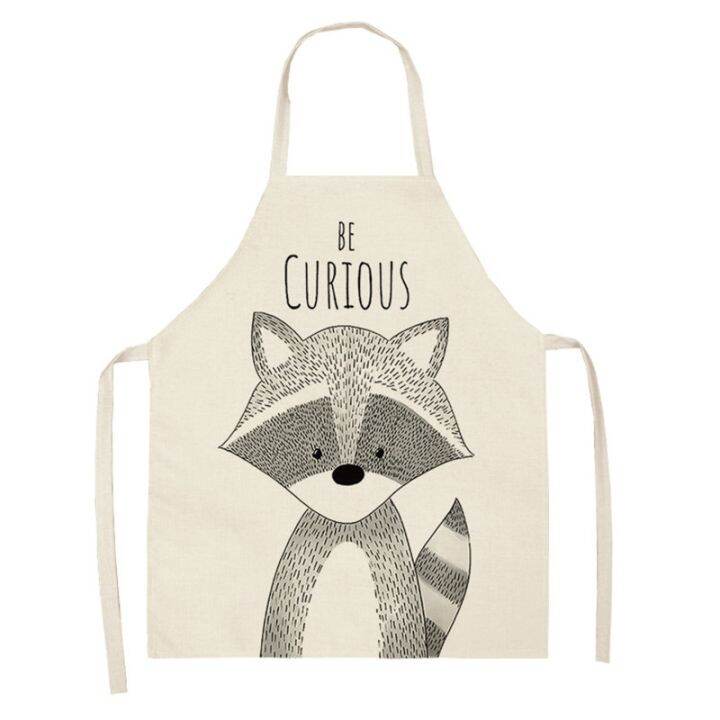 kitchen-cooking-apron-small-animal-series-apron-lion-elk-fox-adult-sleeveless-childrens-apron-family-apron-parent-child-wear