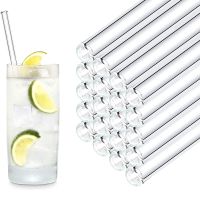 8 Colors Reusable Glass Straws Eco-friendly Drinking Straws with Brushes Straight Curved Glass Straws for Smoothies Cocktail Barware