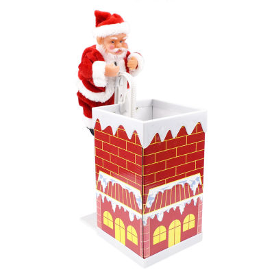 Santa Claus Climbing Chimney Doll Electric Toy With Music Christmas Gifts