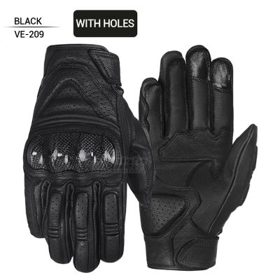 2021Vintage Motorcycle Gloves Carbon Fiber Leather Riding Motorbike Full Finger Gloves Retro Moto Motocross Touch Screen Gloves Men