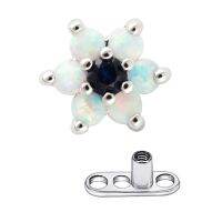 【support-Cod】 Sky Joy MUSI Dermal Anchor Titanium Flower CZ Body Jewelry