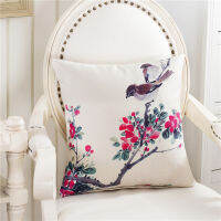 Vintage Cotton Linen landscape paint Birds Throw Pillow Case Parrot Patter Cushion Cover Cojines Decorativos Para Sofa Wholesale