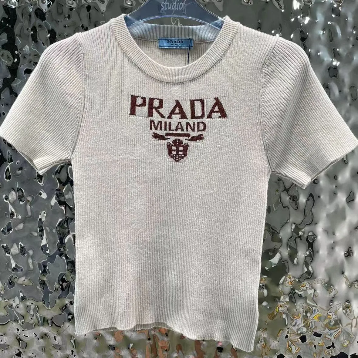 PRADA Ngắn Vải Jacquard Co Giãn Thoải Mái Chữ Jacquard Ôm Vừa Vặn |  