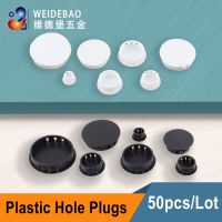 50PCS White Plugs Plastic Hole Plugs Furniture Plastic Screw Hole Cover Snap Kitchen Cabinet Hole Decoration Cover Round Fasteners