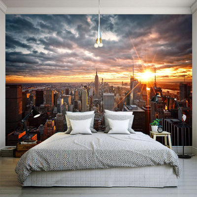 [hot]Photo Wallpaper Beautiful New York City Sunset Landscape Art Photography Background Wall 3D Mural Dining Room Home Decor Fresco