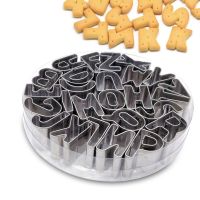 【lz】◆  Aço inoxidável molde de letras do alfabeto cortadores de biscoito conjunto de cortador de número de biscoito decoração de bolo conjunto de moldes para corte de fondant