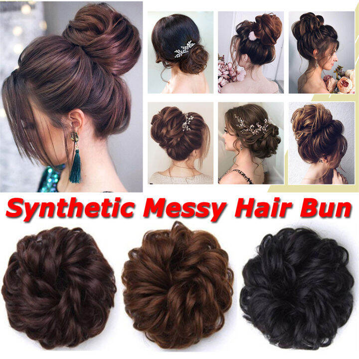 WPRA Black Women Rubber Band Curly Hairpieces Drawstring Curly Chignon ...