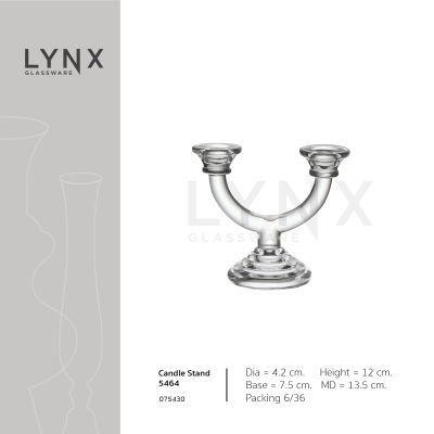 LYNX - Candle Stand 5464 - เชิงเทียนแก้ว เชิงเทียน 2 ขา ทรงเตี้ย ของตกเเต่งโต๊ะอาหาร ของตกแต่งบ้าน งานแต่งงาน งานหรูหรา