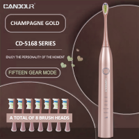 CANDOUR CD-5168แปรงสีฟันไฟฟ้าโซนิค15โหมด USB ชาร์จแปรงสีฟันอัตโนมัติ USB ชาร์จแปรงสีฟันกันน้ำ