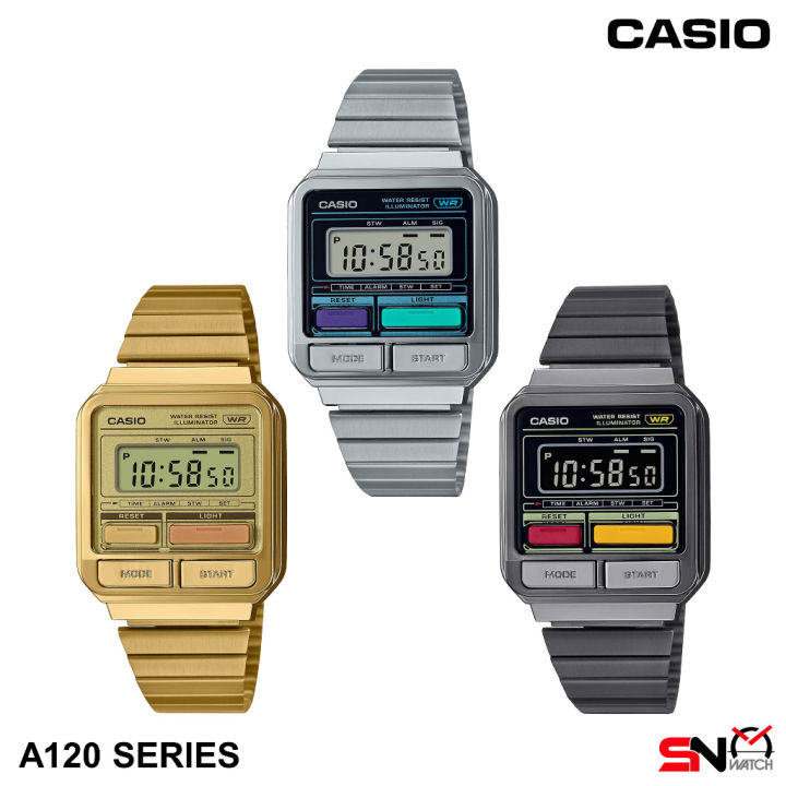 Casio Vintage A120 A120WE A120WEG A120WEGG Stainless Steel Band Men ...