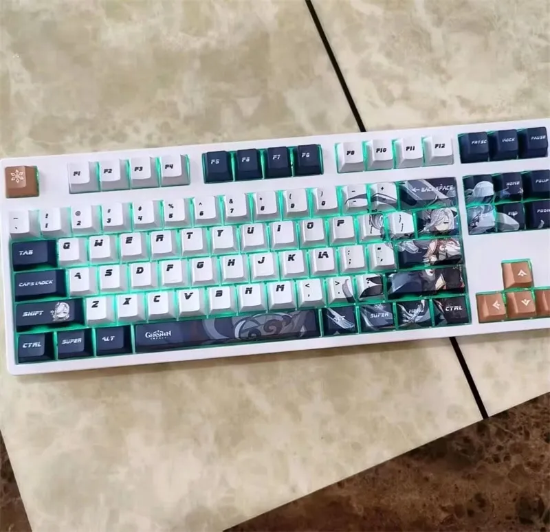 Kawaii genshin impacto anime personalidade keycaps cereja perfil