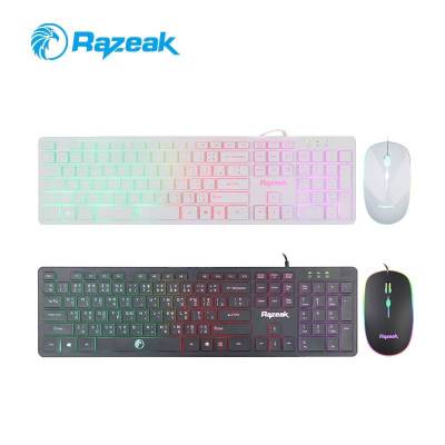 Razeak KMC-8300 คีย์บอร์ดมีไฟ เมาส์มีไฟ ชุดคีบอร์ด+เมาส์ Keyboard Mouse Combo