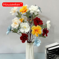 Houseeker 3หัวดอกโบตั๋นประดิษฐ์จำลอง Peonia สำหรับงานแต่งงานบ้านดอกไม้ปลอมตกแต่ง