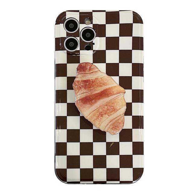 16-digits-ins-เกาหลี-lattice-น่ารัก-croissant-bracket-เคสโทรศัพท์สำหรับ-iphone-7-8-puls-x-xr-xs-11-12-pro-max-soft-clear-กันกระแทก