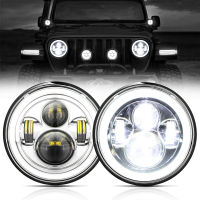 ไฟหน้า LED ทรงกลมขนาด7นิ้ว,ไฟหน้าตานางฟ้า DRL สำหรับรถ Jeep Wrangler Harley 07-18จำนวน1ชิ้น/2ชิ้น