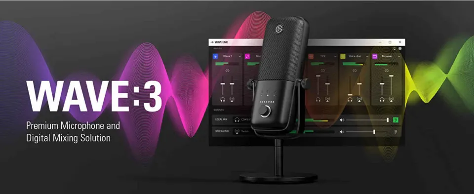  Elgato Wave:3 - Premium Studio Quality USB Condenser Microphone  for Streaming, Podcast, Gaming and Home Office, Free Mixer Software, Sound  Effect Plugins, Anti-Distortion, Plug 'n Play, for Mac, PC : Everything