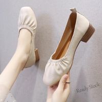 【Ready Stock】 ๑♗✠ C40 Womens Kitten Heels Retro Kasut Tinggi Single Shoes