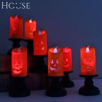 MAREING halloween accessories ฮาโลวีน กลางคืน สีสัน ตกแต่งฮาโลวีน ความคิดสร้างสรรค์ ตกแต่งบนโต๊ะ เชิงเทียน ไฟ LED โคมไฟฟักทอง เทียนฮาโลวีน