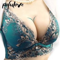 [HOT ANOJJUUQOIAW 565] Push Up Bra สำหรับผู้หญิงดอกไม้เย็บปักถักร้อยยกทรงลูกไม้เซ็กซี่ชุดชั้นในไร้สายที่ไร้รอยต่อ B Ralette บางขนาดบวกบราเซีย40D หญิง