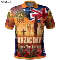 Australia ANZAC Day Aboriginal 3D Printed High Quality New Polyester Fiber Men Collar Polo Shirt Tee Tops Anti Shrink