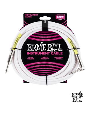 ERNIE BALL  สายแจ็คกีตาร์ 6 เมตร หัวตรง/หัวงอ แบบตัวนำสัญญาณคู่ (Guitar &amp; Instrument Cable / P06047)