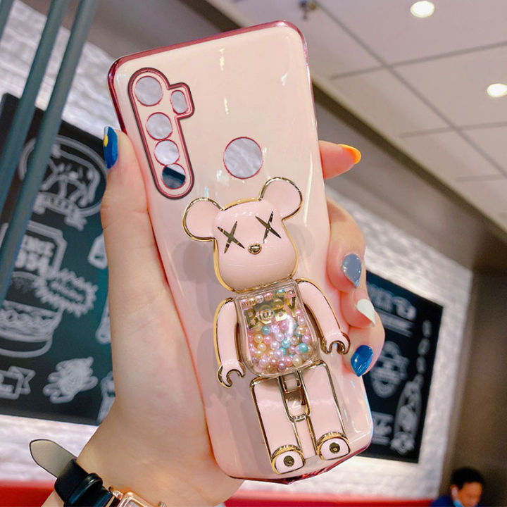 jiefie-เคสโทรศัพท์หมีของเล่นใหม่สำหรับ-realme-5-5i-6i-7i-8i-9i-5s-5-pro-6-6-pro-7-7-pro-8-8-pro-narzo-50-50a-50i-50a-prime-ตุ๊กตาน่ารักโครเมี่ยมสุดหรู-plated-soft-ฝาครอบโทรศัพท์-tpu-ขาตั้ง