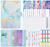 สีสัน A6 PU Binder Budget Planner โน้ตบุ๊คครอบคลุมโฟลเดอร์ 6 Binder กระเป๋าพลาสติก Binder ซิปเงินซองจดหมาย-ttlg4809